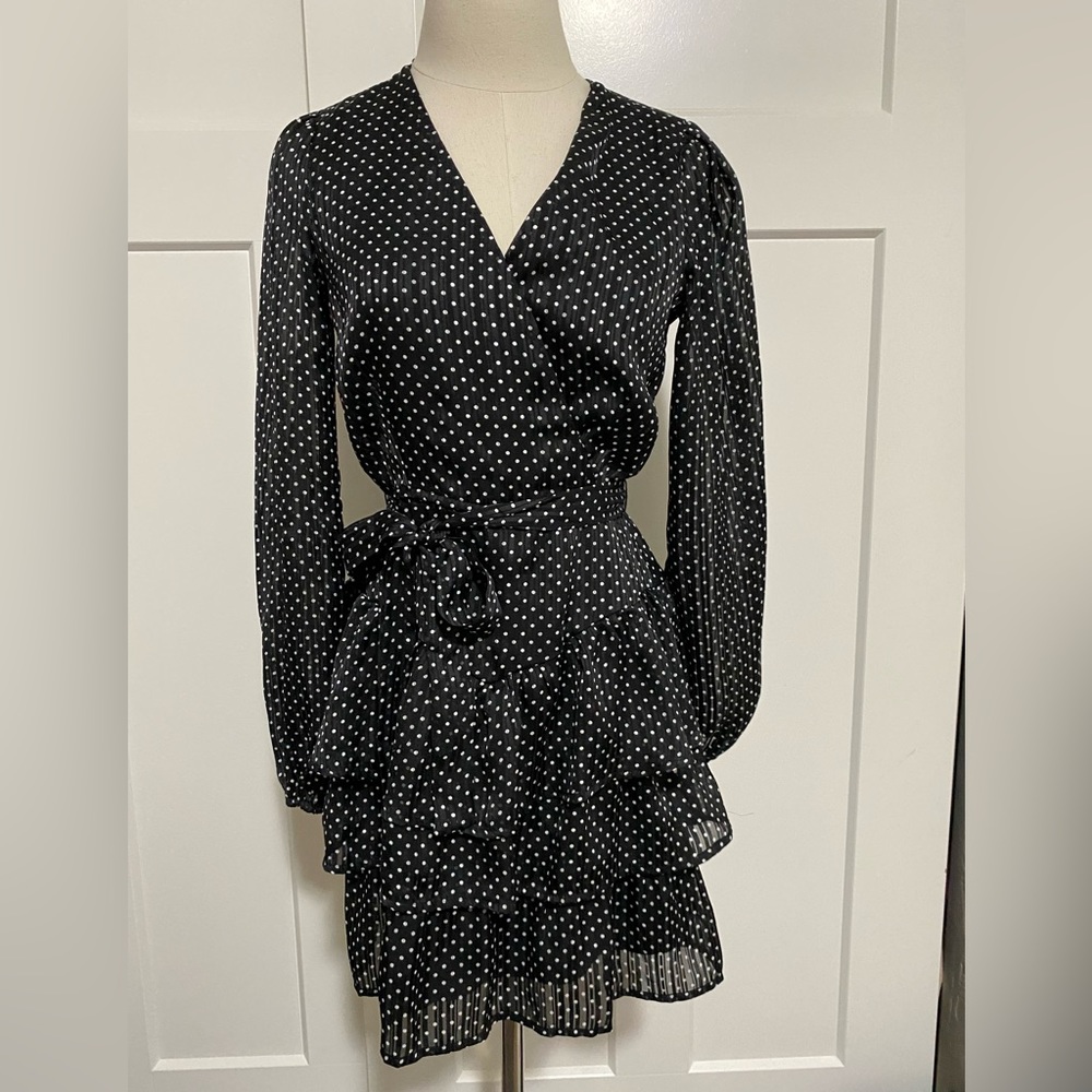 Francesca’s polka dot dress size Small in Color Black and white.